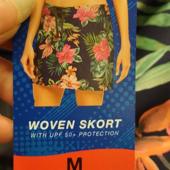 Speedo Womens Woven Swim Skort Skirt floral Navy Blue - Picture 6 of 8